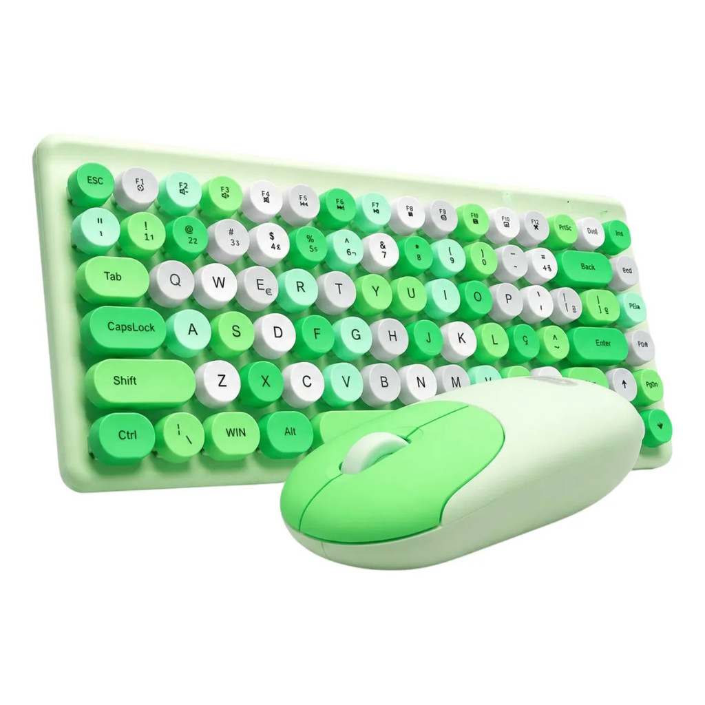 Kit Gamer Teclado Retro Tkl Mouse Verde Usb Knup Membrana