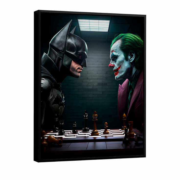 Quadro Decorativo Batman Coringa Xadrez Filme Dark Art Cinema Geek Gamer 1 Peça