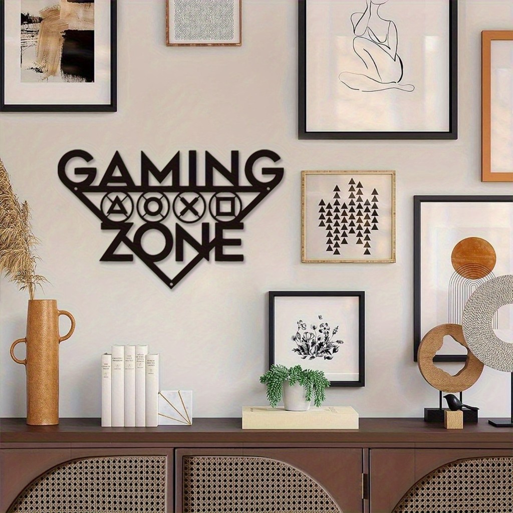 CIFbuy Neon Cyberpunk Gamer Wall Art-Escultura De Metal Oco Com Brilho LED , Decoração Fácil De Pendurar Para Streamers