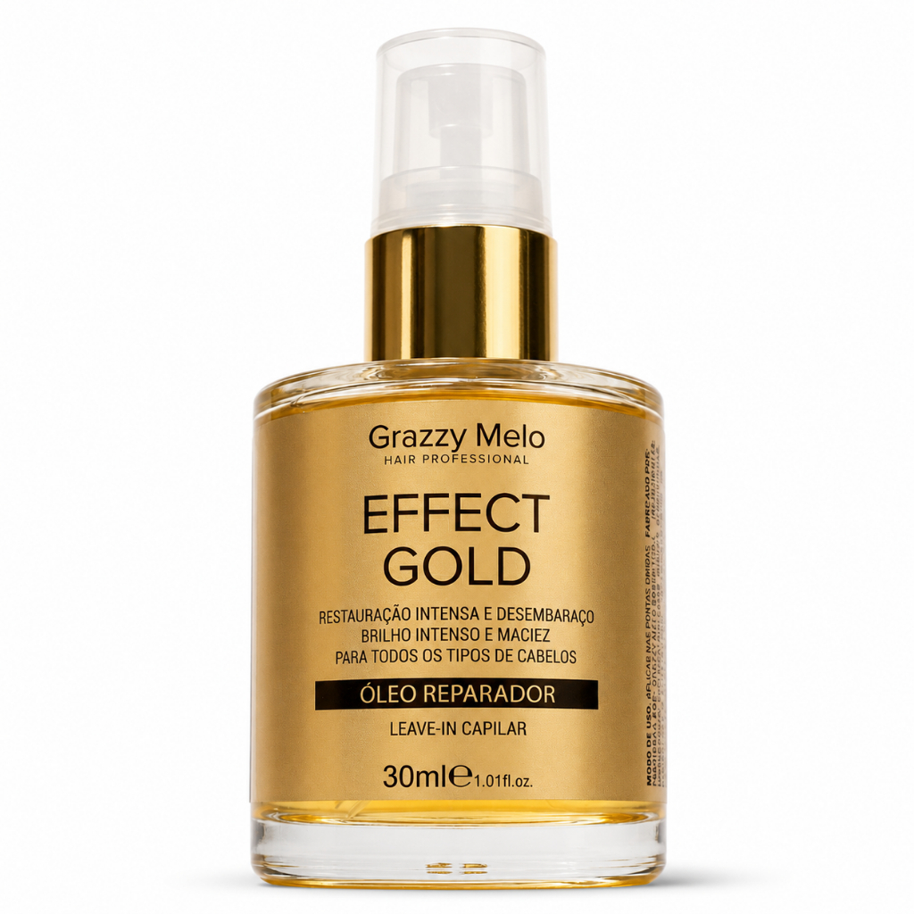 Óleo Reparador Capilar Restauração Intensa e Desembaraço Brilho Intenso Effect Gold 30ml - Promoção!
