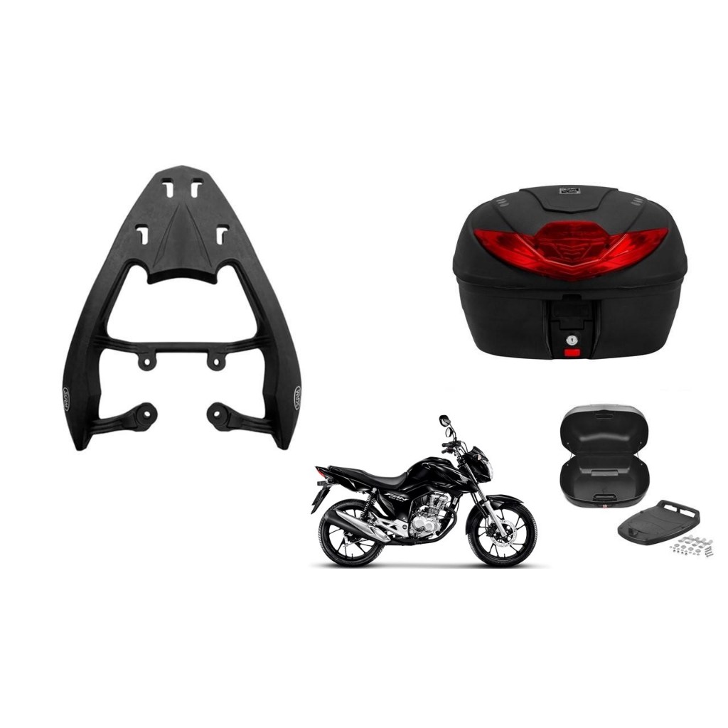 Kit Suporte de Bagageiro Superior Scam + Bauleto Baú 35l Smart Box Cg Fan Start 160 2018 2019 2020 2021 2022 2023 2024