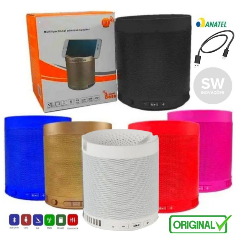 Caixa de Som Alto-falante Q3 Portátil  Bluetooth, Pen Drive,Micro SD, FM Com Suporte Celular