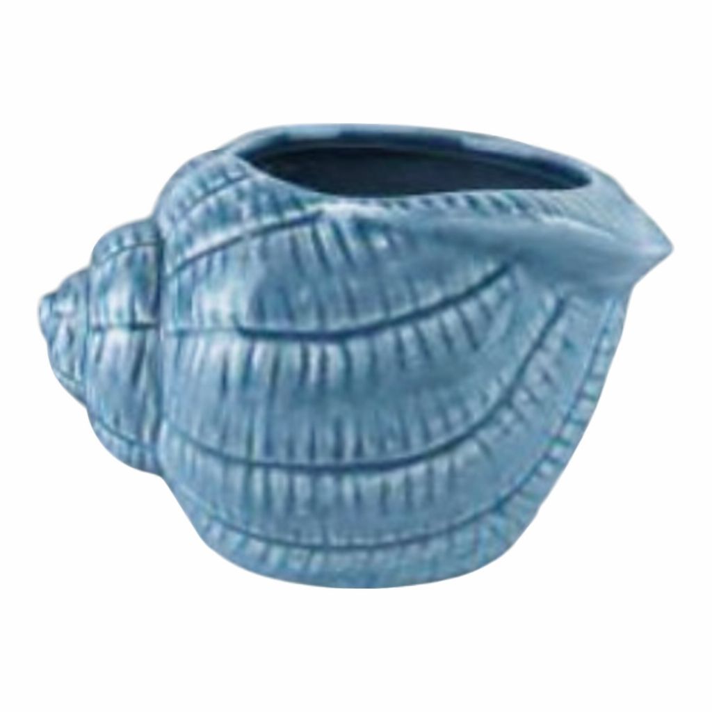 Vaso Dolomita Shell Azul em Ceramica 16x12x8cm Tuut