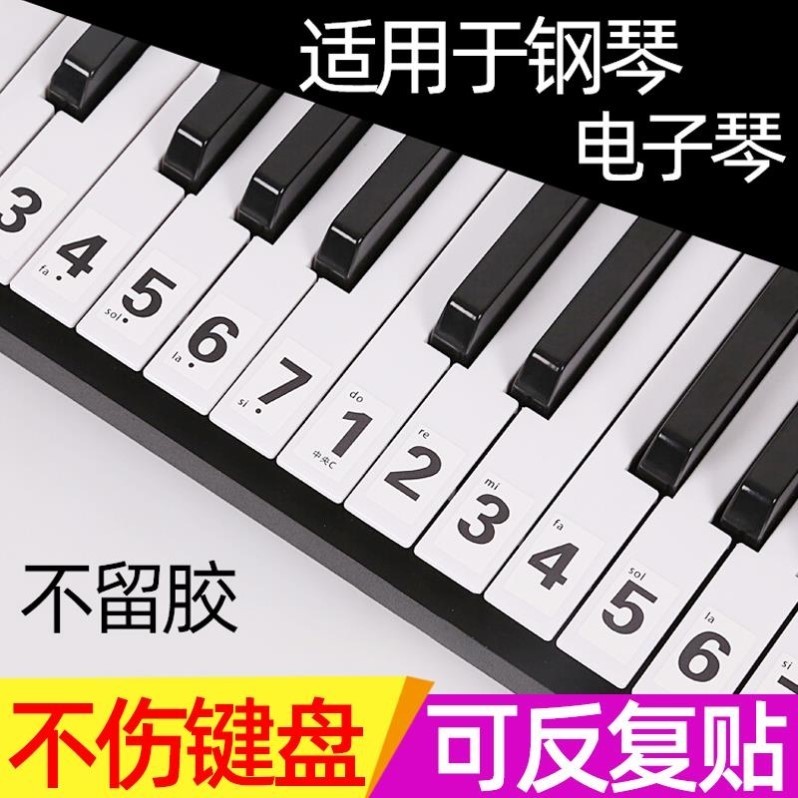 Nota número adesivo teclado eletrônico 36 teclas teclado adesivo Piano Phonetic adesivo 88 teclas notação adesivo teclad