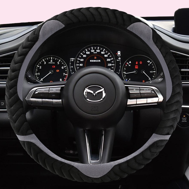 38CM De Pelúcia Capa De Volante Do Carro Para CX-3-4-5-7-9 Mazda 3 Axela 6 Gh Gj Demio Anti-Deslizamento Funda