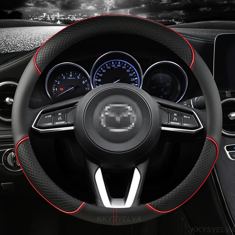 Capa De Couro De Microfibra Para Volante De Carro Esportivo , Alta Qualidade , Mazda 3 bk bl bj bn 323 Axela 3 , Acessór