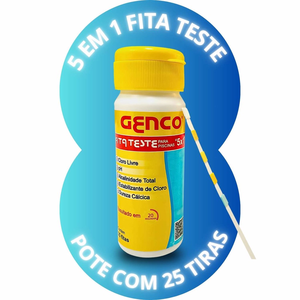 Tubo De Fita Tira Teste 5 Em 1 Água Piscina Multiuso Rápido Fácil Ph Unidade