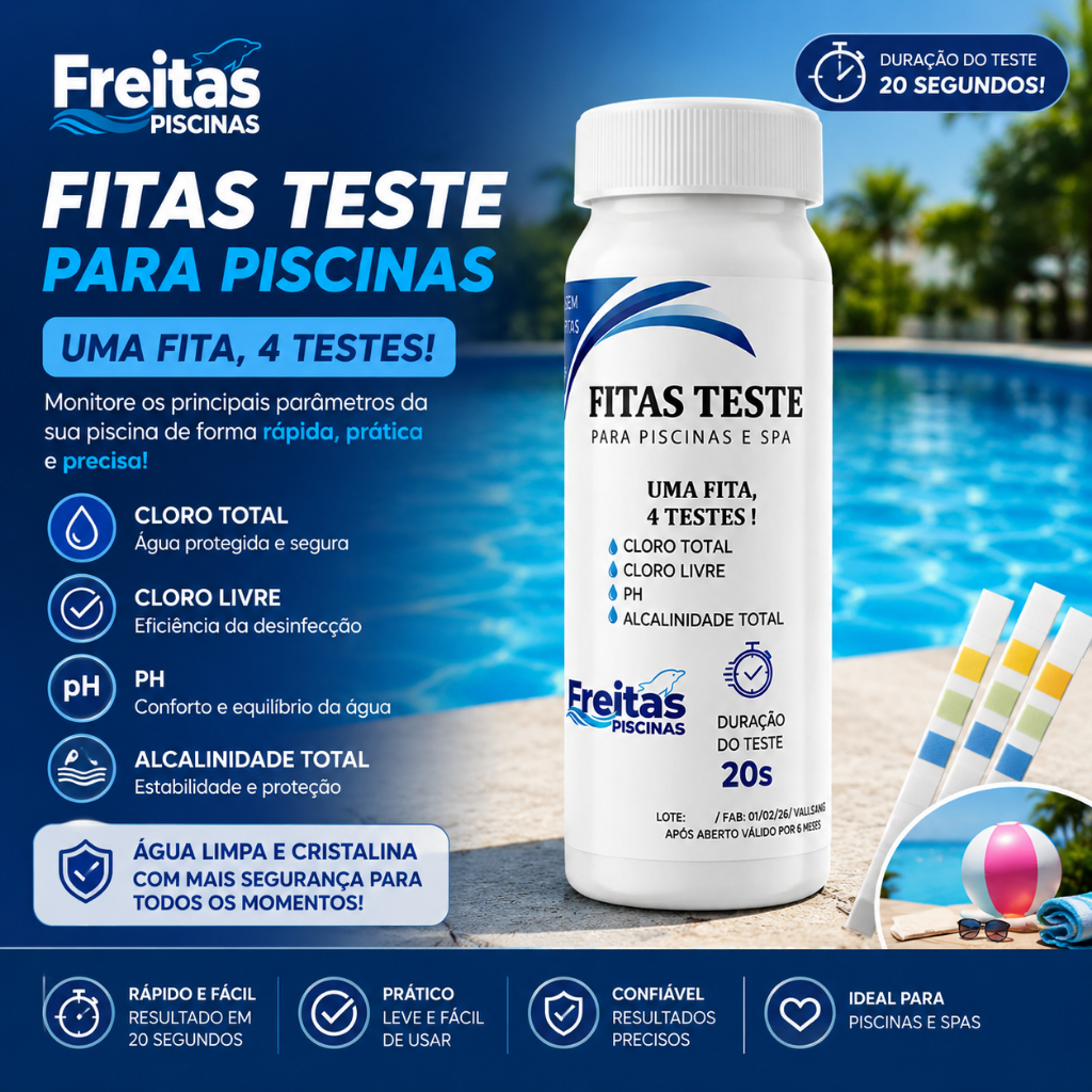 Fita Medidora para Piscina e Spa 4 em 1 | Controle Completo da Qualidade da Água