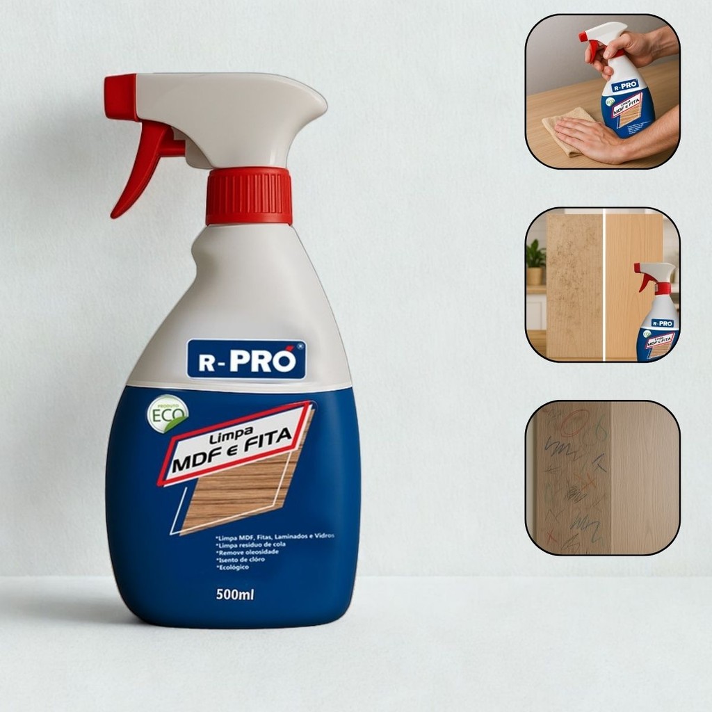 Limpa MDF e Fita R-Pro Spray 500ml | Removedor de Cola e Sujeira para Marcenaria e Móveis