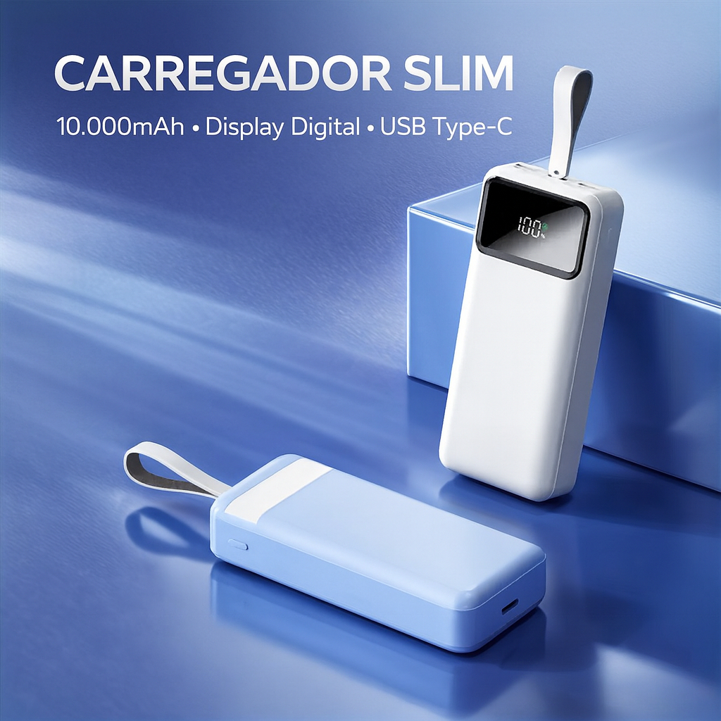 Carregador Portátil 20000mAh, carregador rápido para celular de 22W com display LED