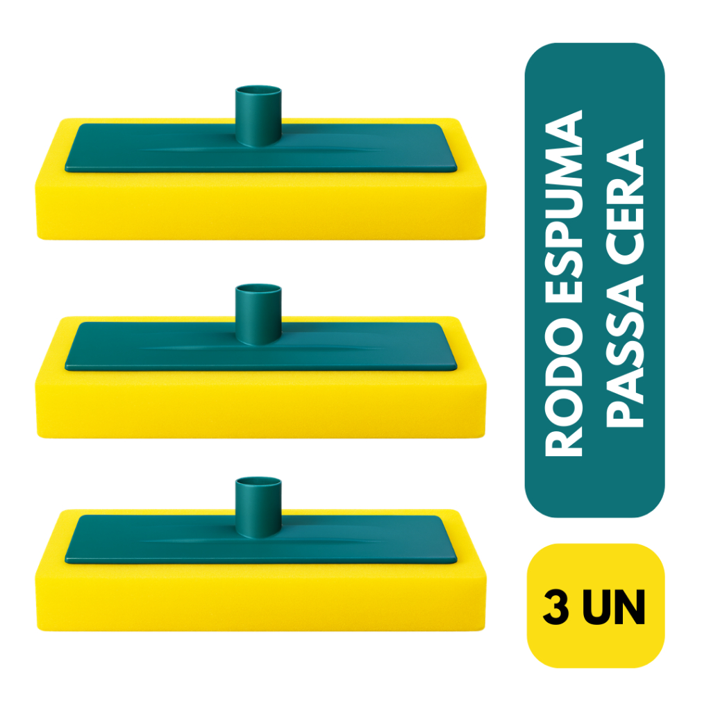 Kit 3 Rodo Espuma Passa Cera Sem Cabo Aplicador Espuma Limpeza Piso Casa Chão Multiuso Profissional