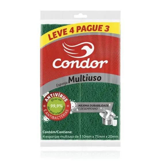 Esponja Multiuso Limpeza Intensa Kit Com 4 Unidades
