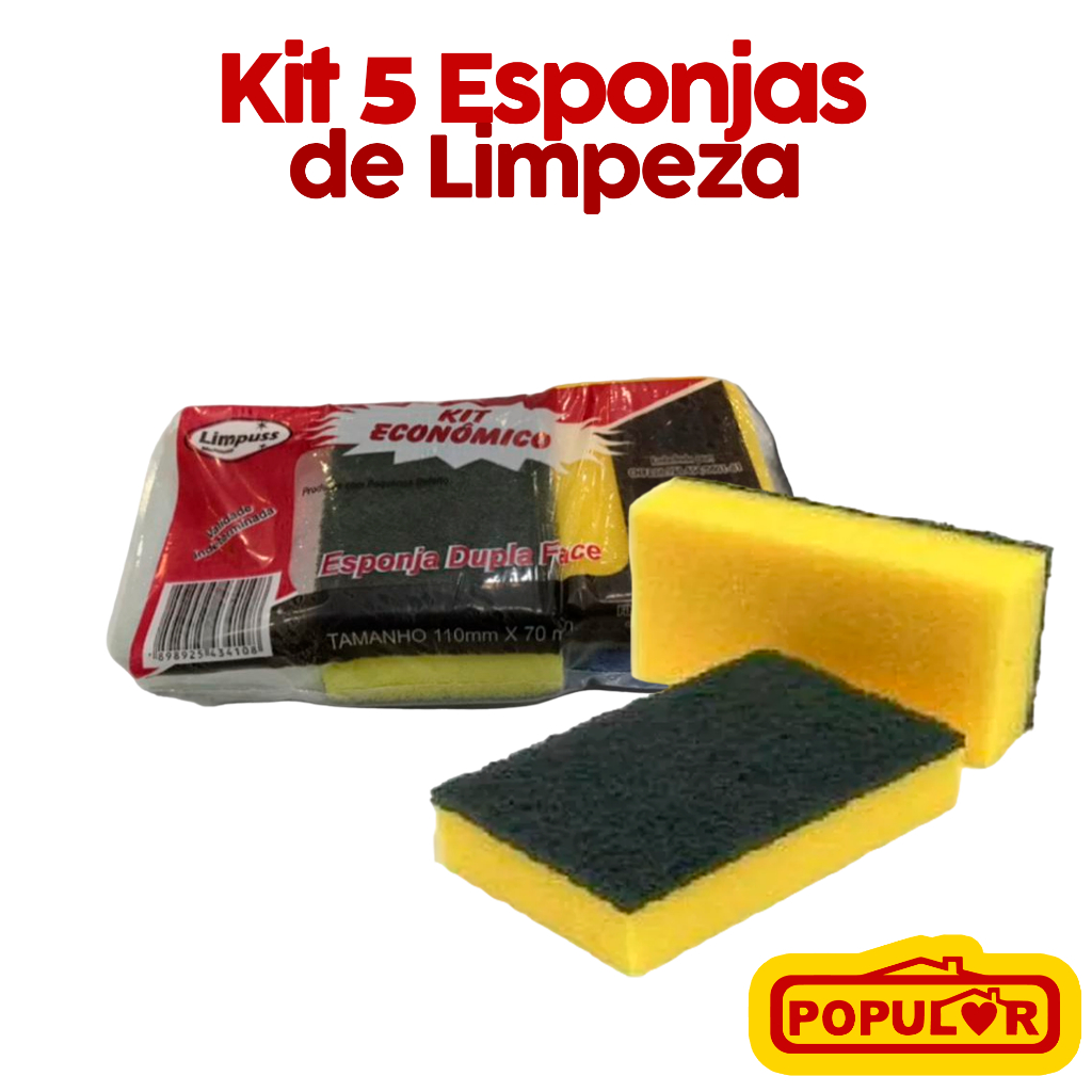 Kit C/5 Esponjas de Lavar Louça Bucha De Limpeza Multiuso