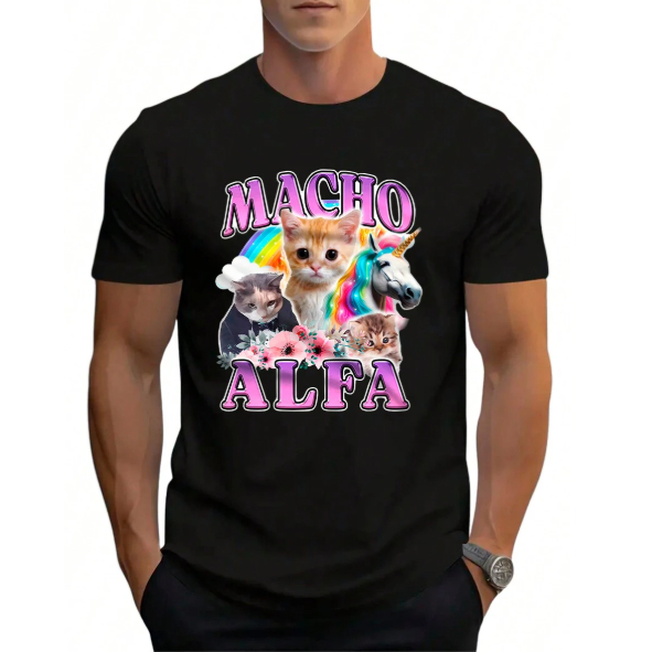 Camiseta Masculina Com Estampa Macho Alfa Meme Tecido Premium 100% Algodão