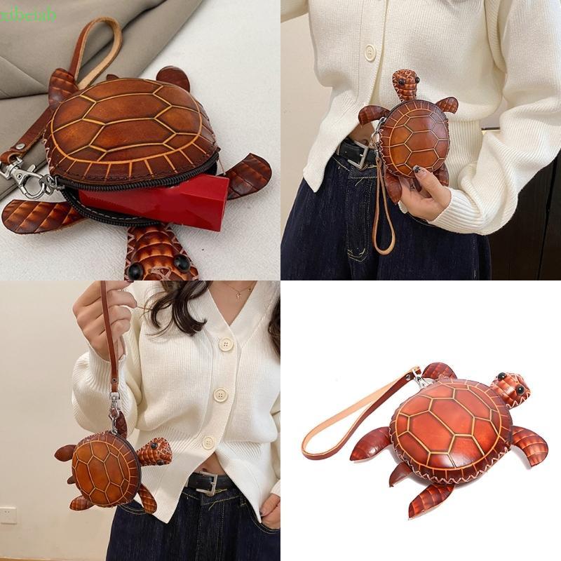xibeiab Turtles Change Shell Purse Wallet Alça Pulso Formato Arredondado Para Chaves Dinhei