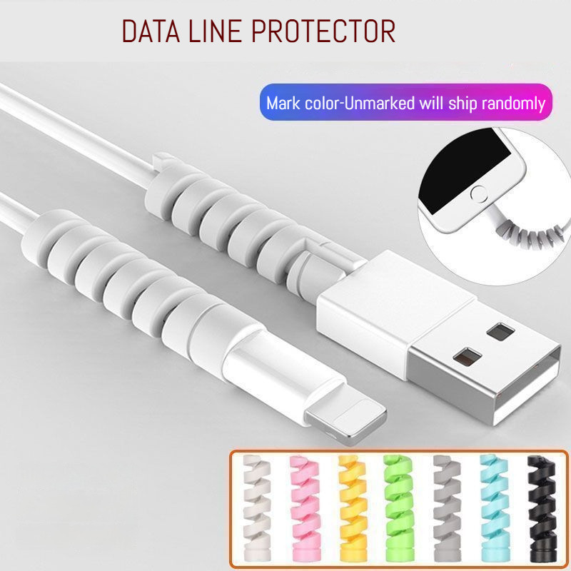 Protetor De Cabo Espiral De Silicone Manga Anti-Quebra Para iPhone Android Huawei Xiaomi