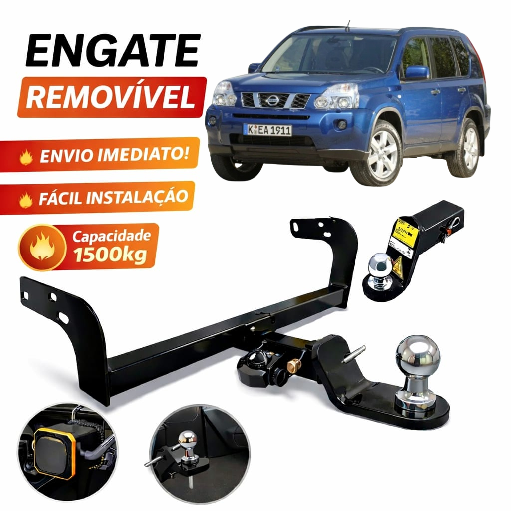 Engate Reboque Removível Nissan X- Trail 2008 Á 2012 1500KG Não Fura Completo