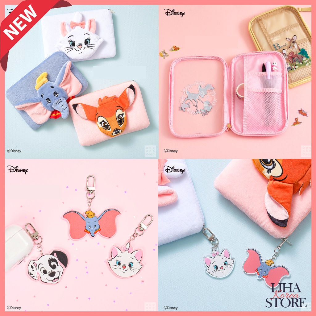 🎈 Bolsa DAISO KOREA X Disney Goods Bambi/Multifuncional Dumbo Marie Chaveiro Acrílico Animal Dalmatian