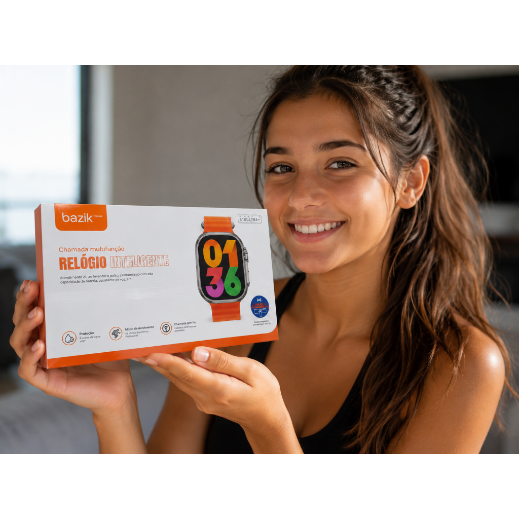 SMARTWATCH S10 ULTRA+ DIGITAL BAZIK MICROWEAR PULSEIRA LARANJA