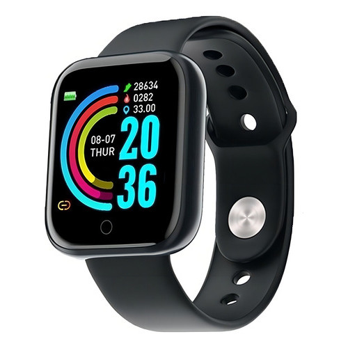 Smartwatch Smart Inteligente D20 Y68 Digital Esportivo bluetooth/usb/monitor Tela 1.3 Com Pulseira de Silicone cor Preta