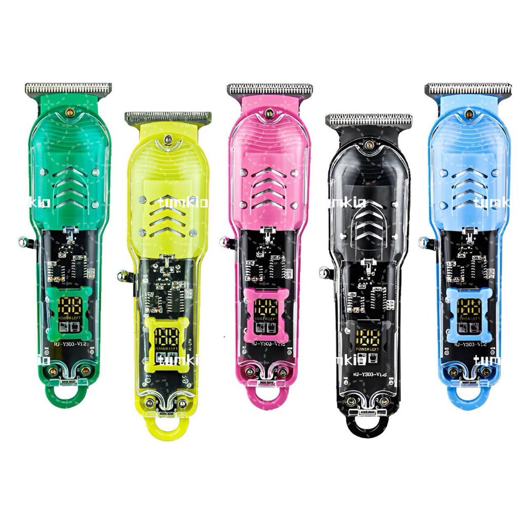 Máquina De Cortar Cabelo Profissional Smart Lcd Barbeador Elétrico Transparente Sem Fio Para Homens Visor digital LCD