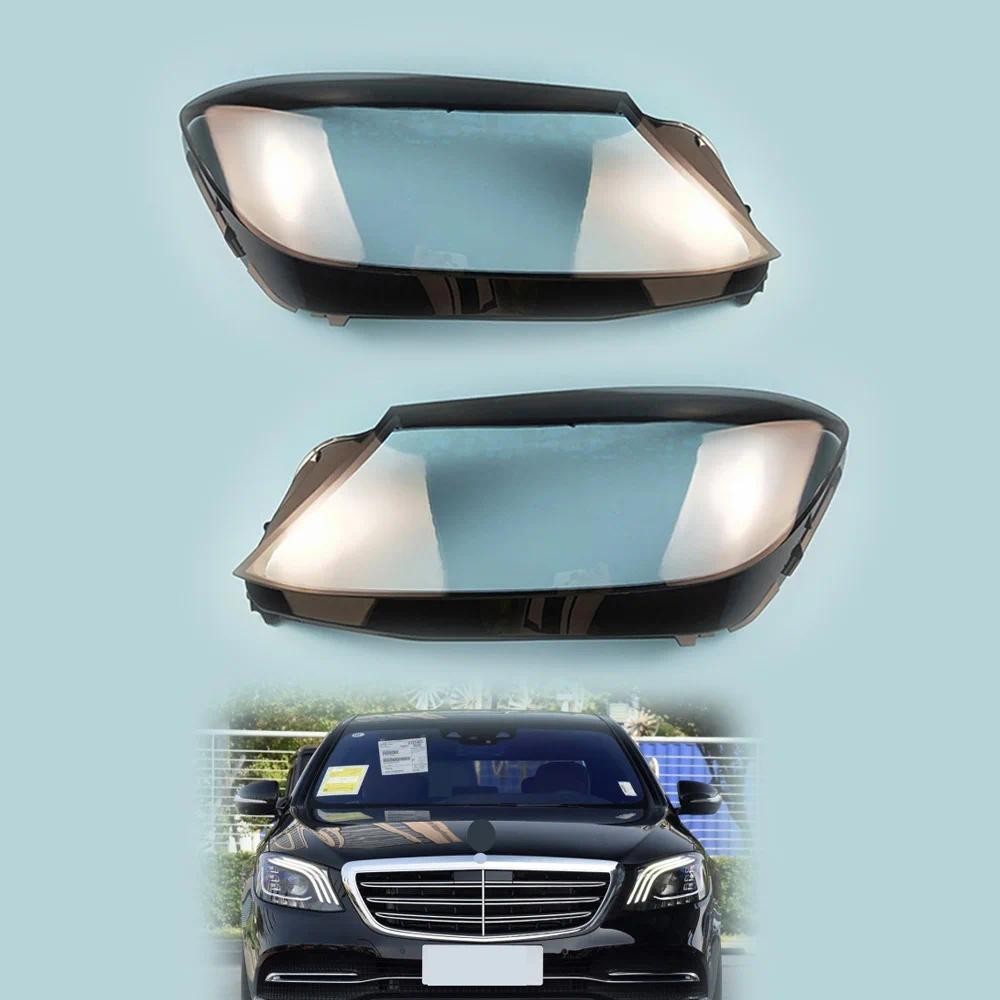 Par Para Mercedes Benz W222 S Classe Faróis Capa Lente Farol Escudo S320 S400 S500 S600 2018-2020