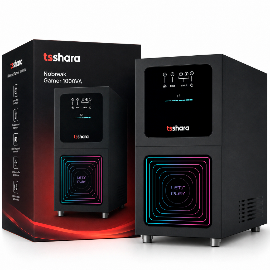 Nobreak Senoidal Ts Shara Gamer Ultimate 1000va Bivolt Rgb Preto