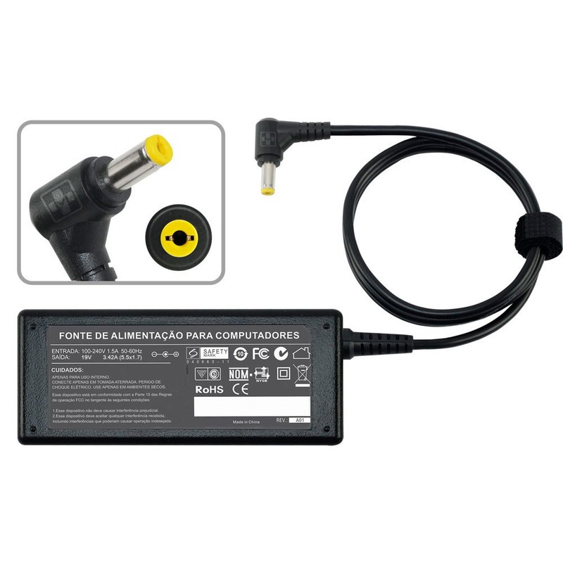 Fonte Carregador Para Microboard Ultimate U710 19v 3,42a 65W P8
