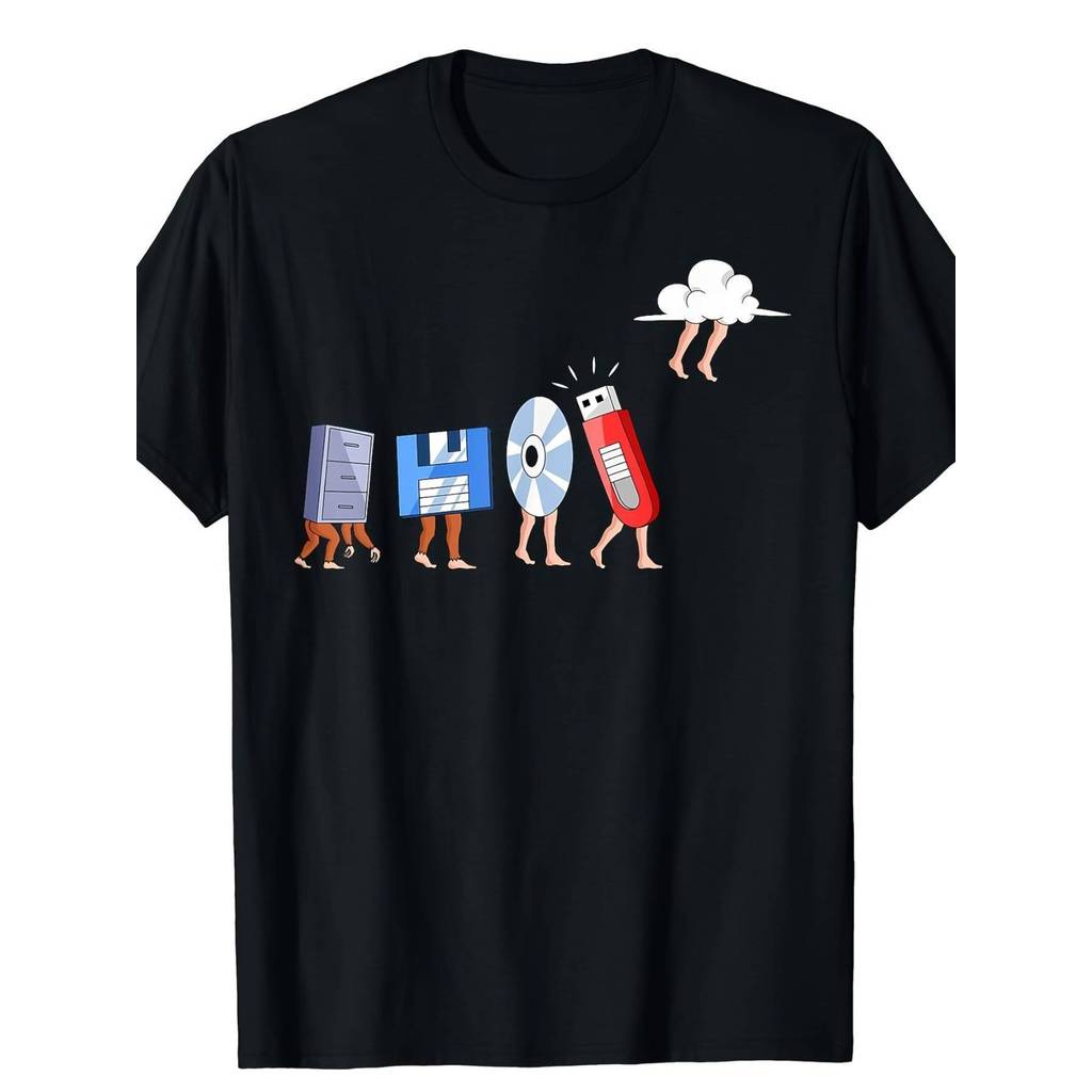 Camiseta Masculina Feminina Oversized Estampa Evolução Engraçada de Dispositivos de Armazenamento T-shirt Streetwear