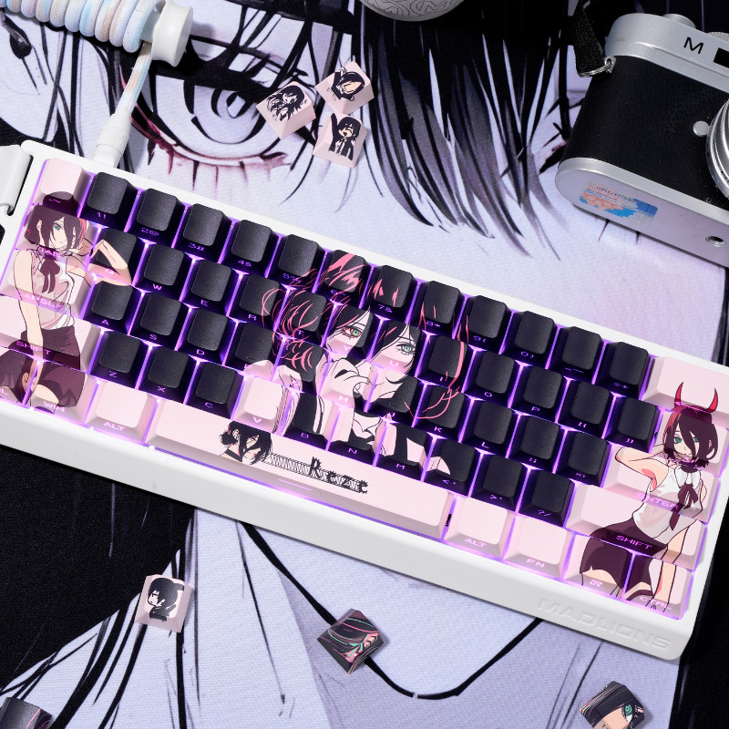 Leise Keycap Animação anime Shine-Through Double-Shot Cherry Profile 134 Teclas