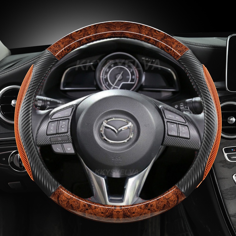 Capa De Volante De Carro De Grão De Madeira De Mogno Para Mazda 3 Axela 2013-2016 6 Atenza 2014-2017 CX5 2017 2018 Acess