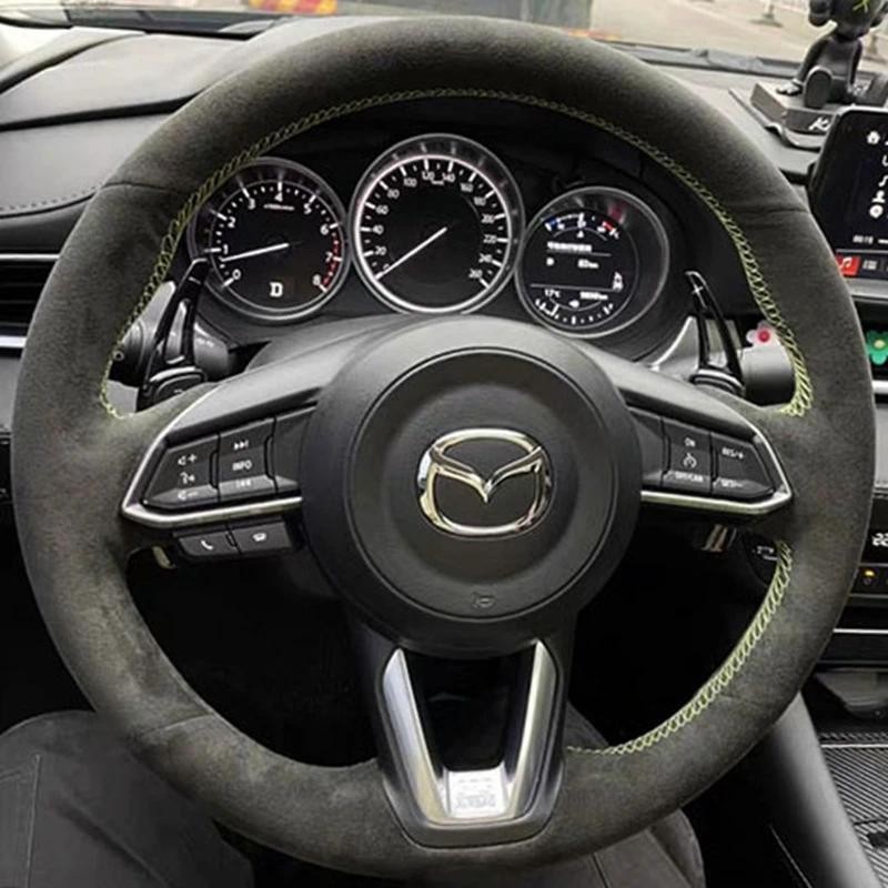 Capa De Camurça Para Volante De Carro , Mazda 3 Axela 2017-2018 6 Atenza CX-3-5-9 , Envoltório , Interior Peças Automoti