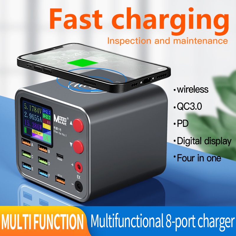 MaAnt Carregador Multifuncional De 8 Portas LCD Display Digital Velocidade Detecção De Curto-Circuito Manutenção 10W Car