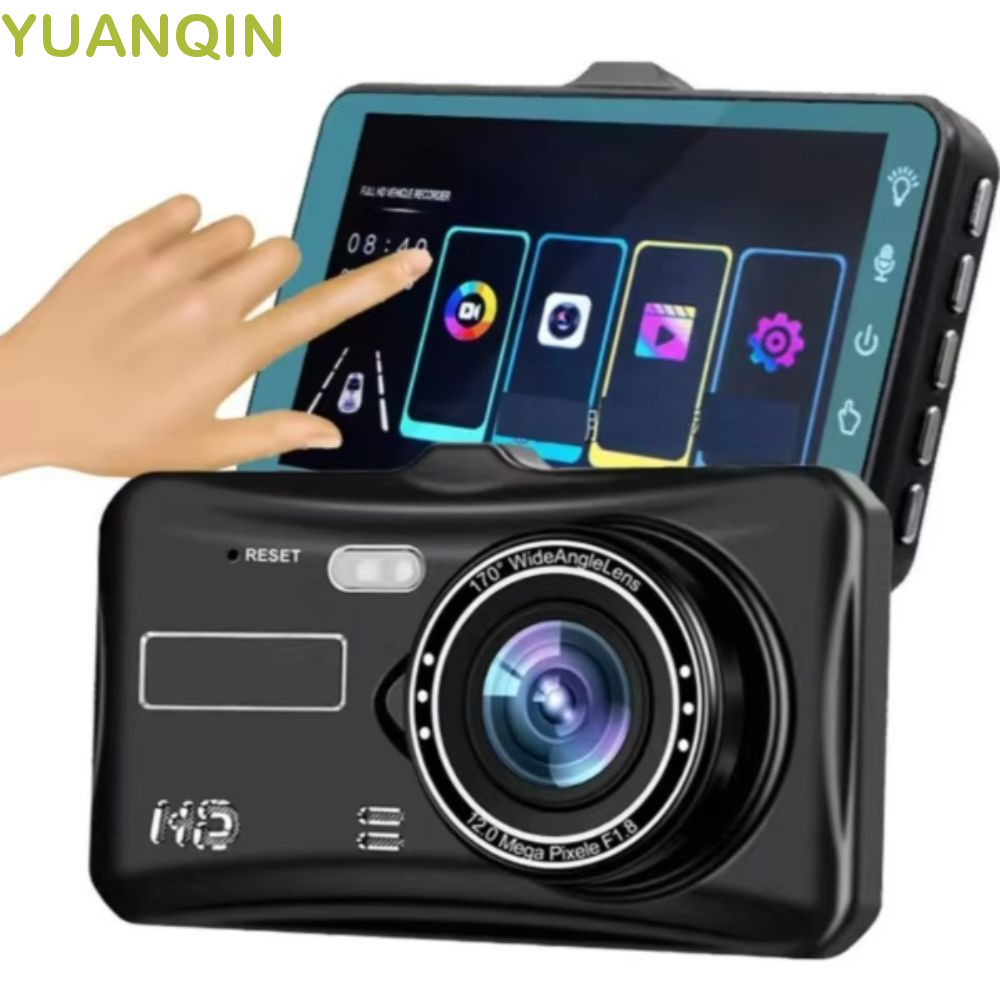 YUANQINZT Carro DVR , FULL HD 1080P Touch Screen Dash Cam , Gravador De Vídeo Digital De Lente Dupla De Visão Noturna