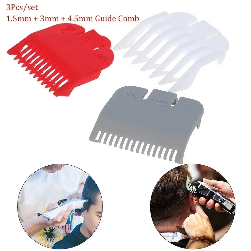 3Pcs Hair Clipper Limit Comb Cutting Guide Professional Barber Replacement Hair Trimmer Tool-1.5mm,3mm,4.5mm