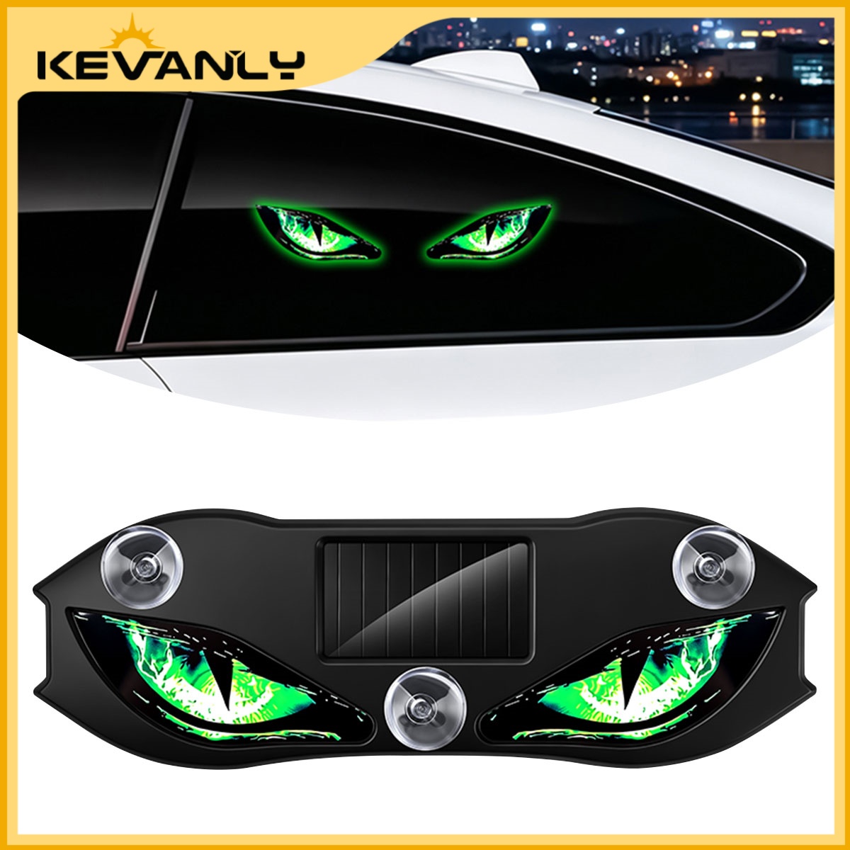 KEVANLY 3Pcs Solar Dynamic Devil Eye LED Luz De Sinalização De Flash De Aviso Para Janela De Carro