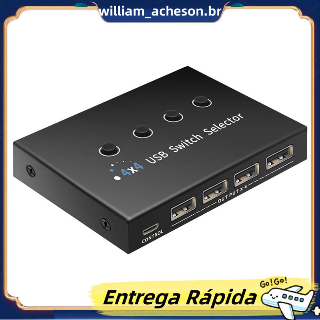 4 Em 4 Saídas KVM USB2.0 Switch Hub Adaptador USB2.0 Impressora Splitter Switcher Para PC Laptop Teclado Mouse Monitor
