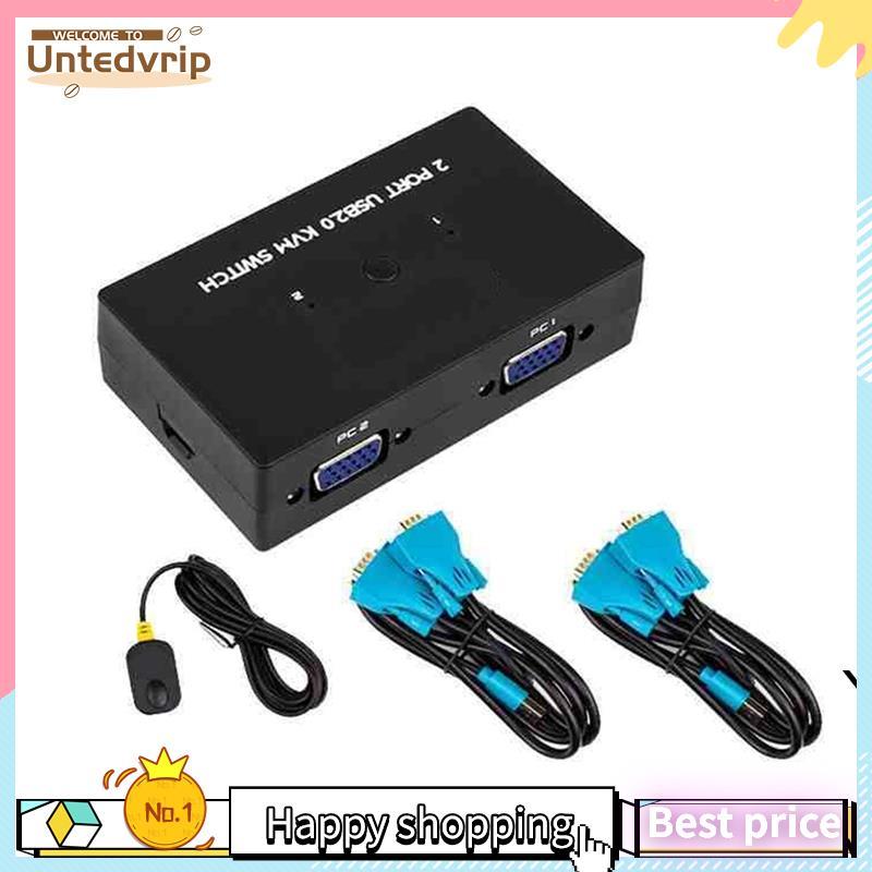 Switch VGA KVM De 2 Portas Dois Em Um Com Controlador De Mesa Conjunto Compartilhado De Teclado , Mouse E Monitor
