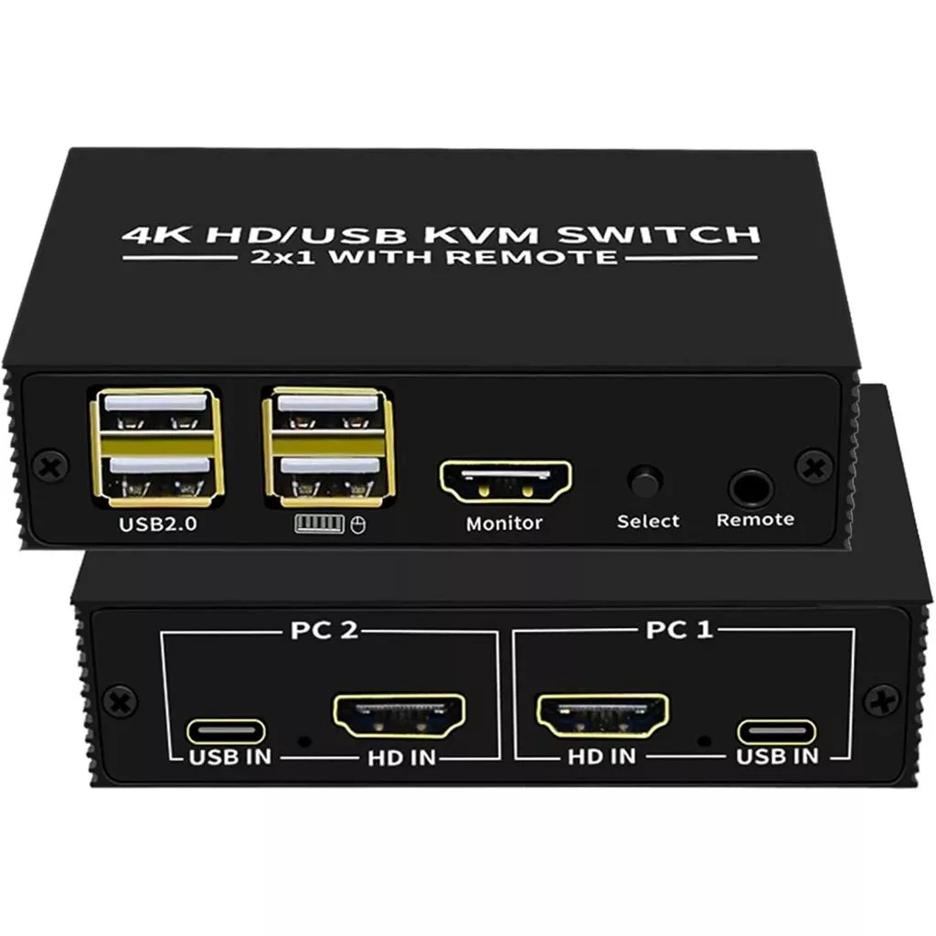 Chaveador Switch Kvm 2 Portas Hdmi Mouse Teclado E Monitor 2x1