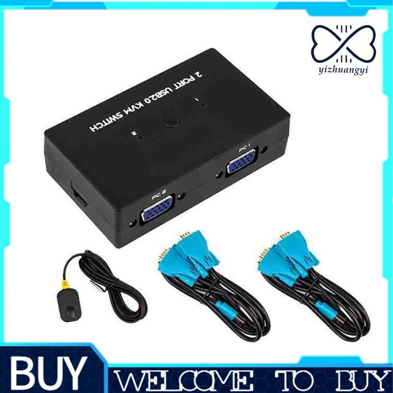 Switch VGA KVM De 2 Portas Dois Em Um Com Controlador De Mesa Conjunto Compartilhado De Teclado , Mouse E Monitor