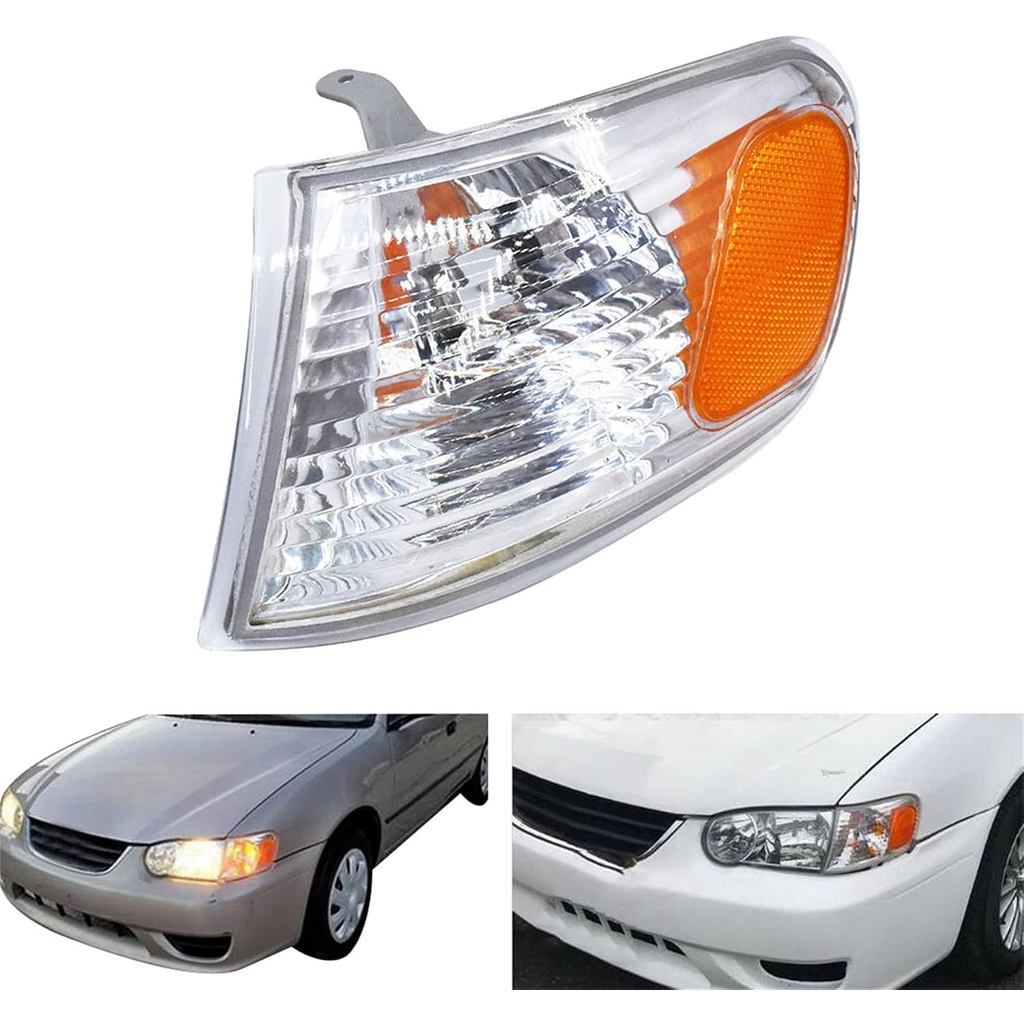 WFLNHB Side Marker Light Set White Amber Transparent Housing Replacement for Toyota Corolla 2001-2002 Driver Left Side 8