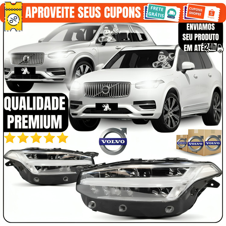Par\Dir\Esq Farol Volvo XC90 2015 á 2024 Full LED Todos Os Modelos