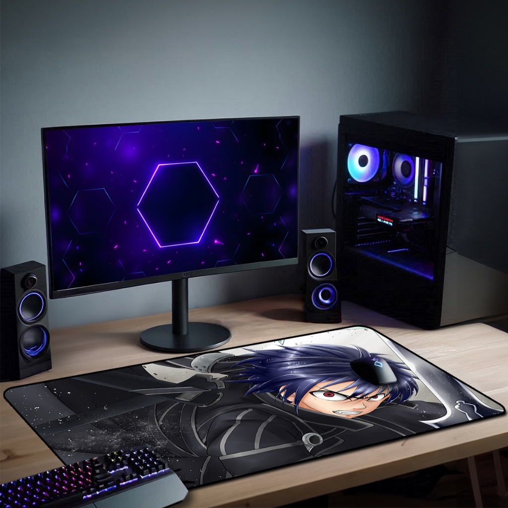 Mouse Pad Swor Art Onlin Gamer Antiderrapante Grande 70x35 80x35 90x40 90x50 cm Borda Costurada