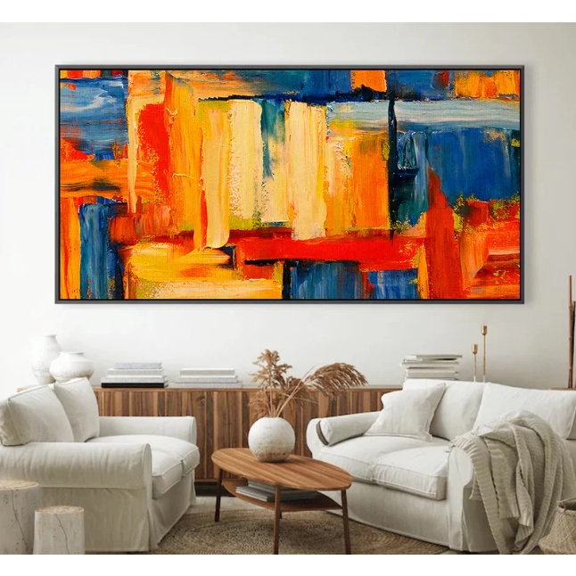 Quadro Decorativo 110x80cm Abstrato Pintura Full Color
