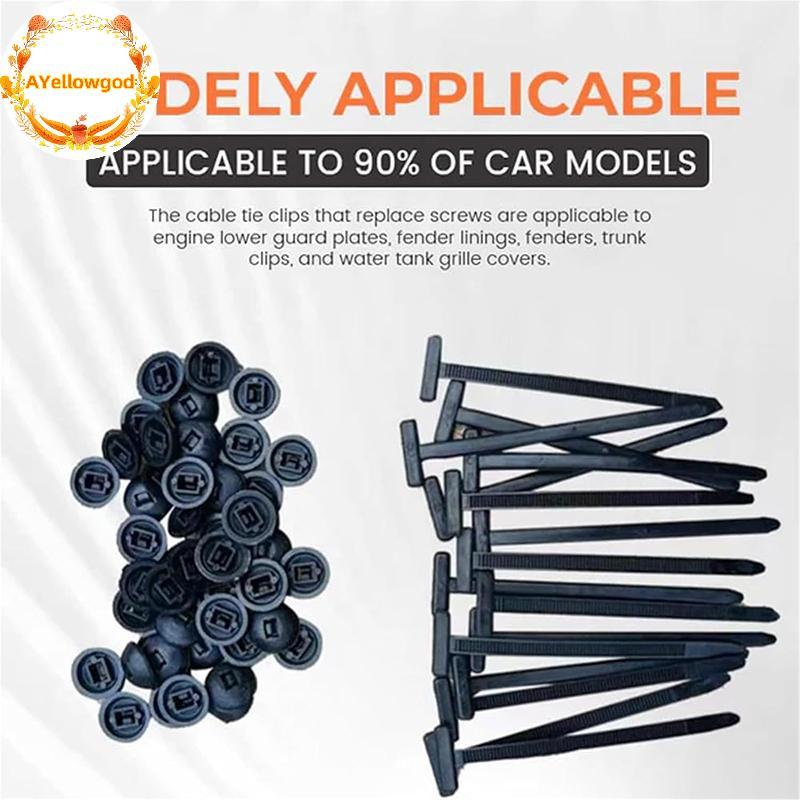 AYellowgod 10-100Pcs Nylon Universal Cable Tie Bule Auto-Loing Zip Ties Titular Com Botão Pin Multiuso Para Carro Repara