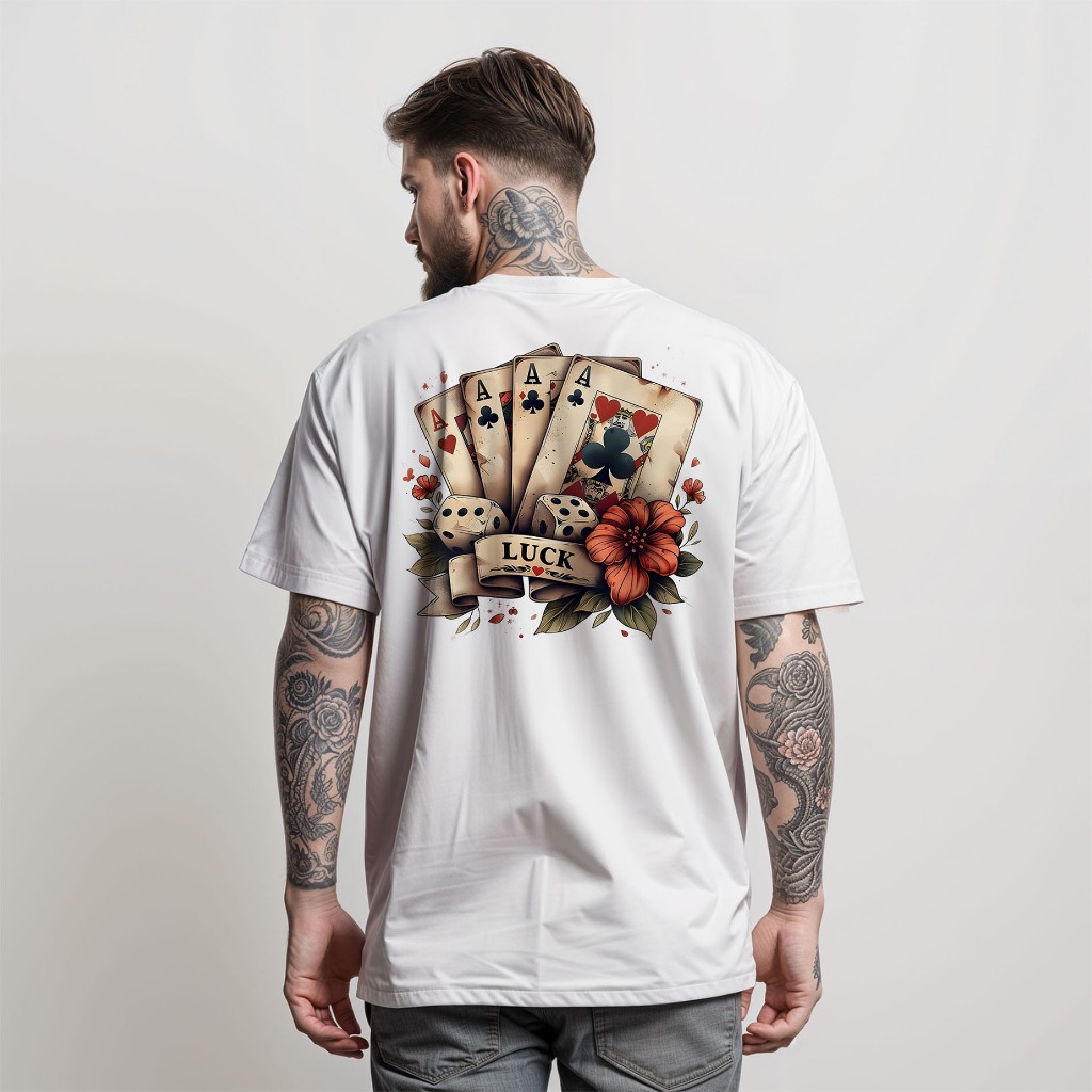 Camiseta Masculina T-Shirt Manfinity Luck Camisa Street Wear 100% Algodão