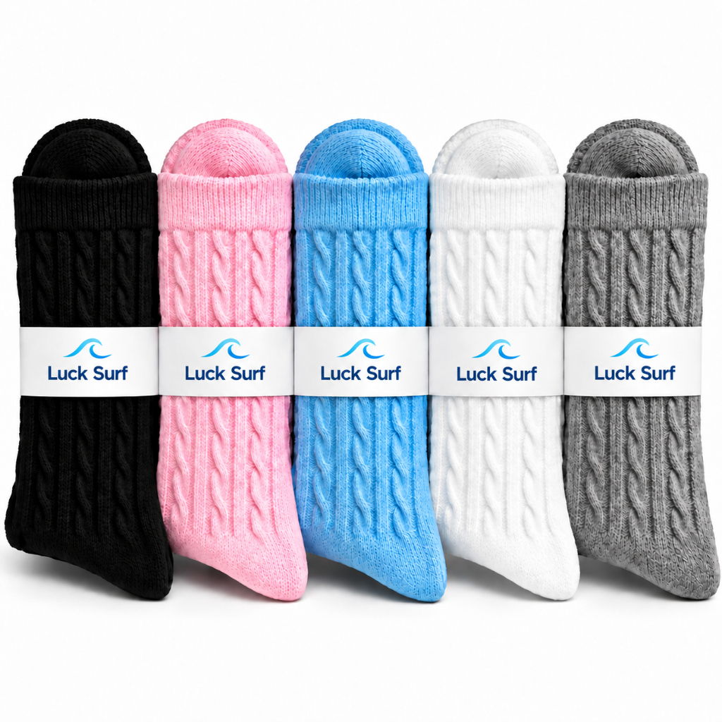 Kit 5 Pares Meias Femininas Algodão Academia LUCK SURF Confortável