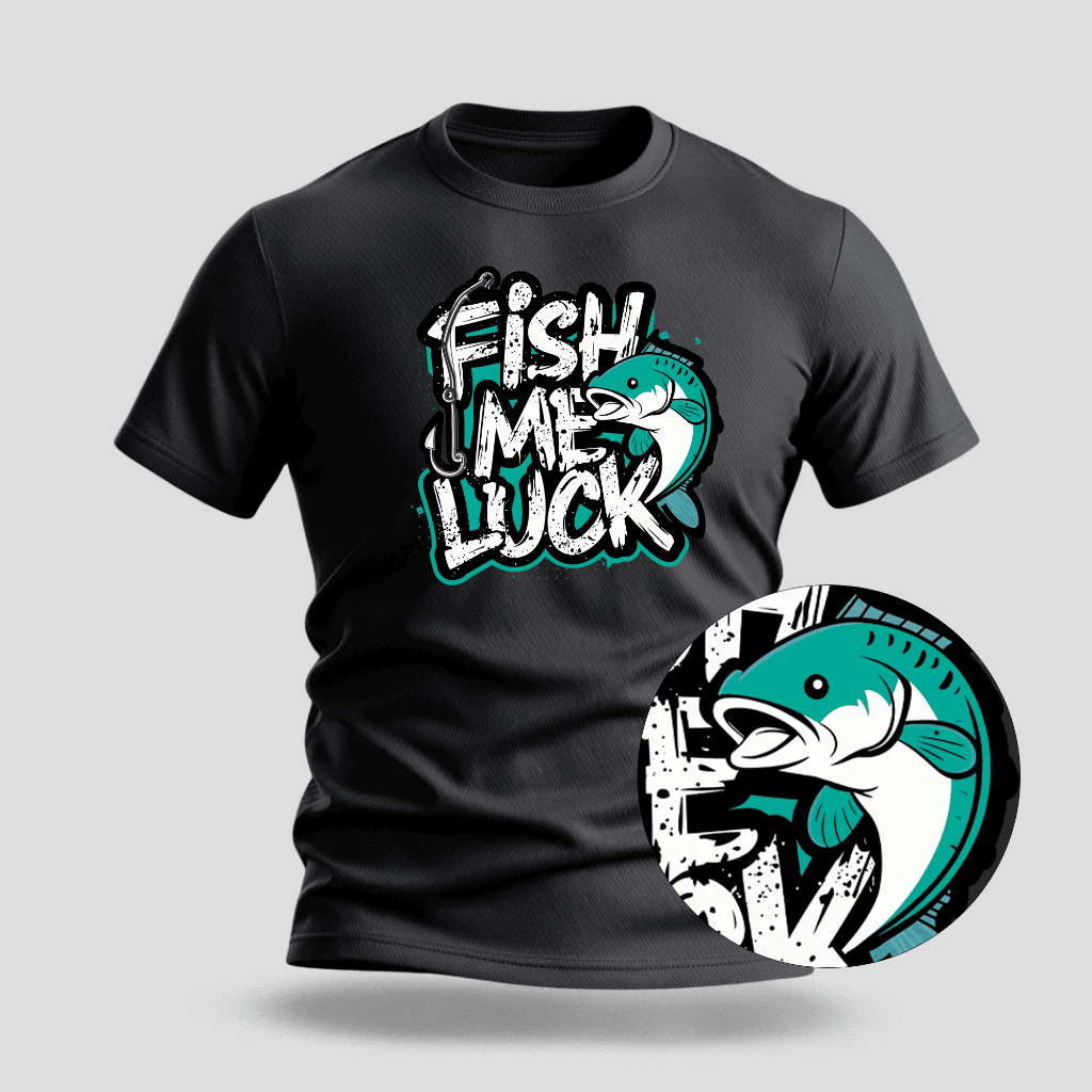 Camiseta Premium Estampa Fish me Luck - 100% Algodão - 006