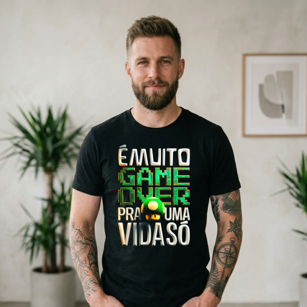 Camiseta Game Over Gamer Geek Retrô Algodão Unissex