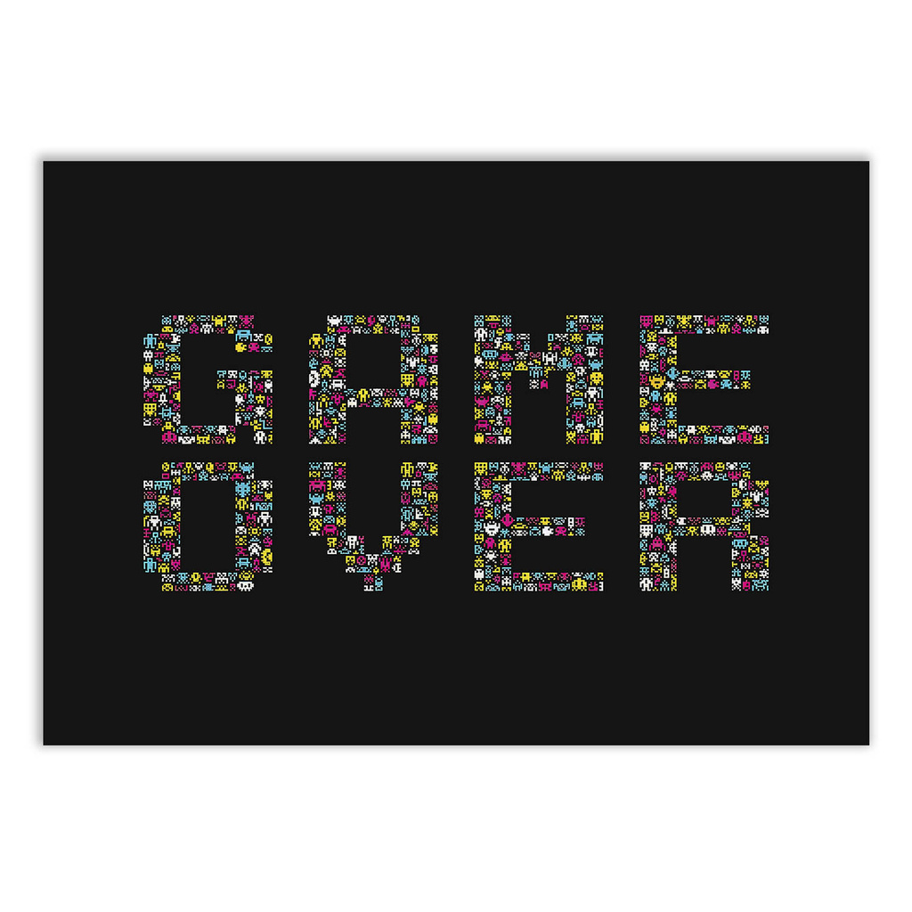 Placa Decorativa Game Over 8 Bits Gamer Retro Decoração Poster
